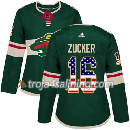 Minnesota Wild tröja Jason Zucker 16 Adidas 2017-2018 Grön USA Flag Fashion Authentic - Dame NHL Tröjor